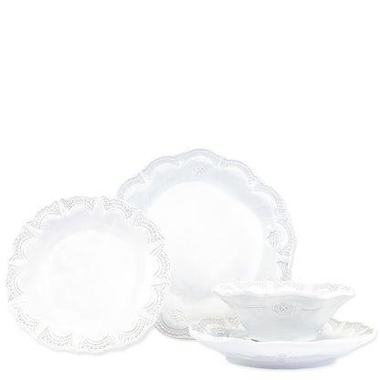 Vietri Incanto Lace 4-Pc Italian Dinnerware Set, Earthenware Bowls & Plates