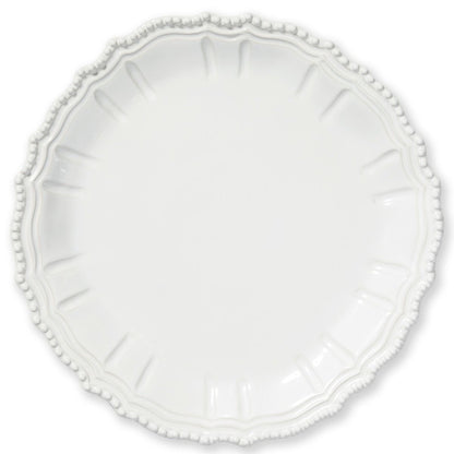 Vietri Incanto Stone White Baroque Round Platter, Handmade Stoneware Serveware