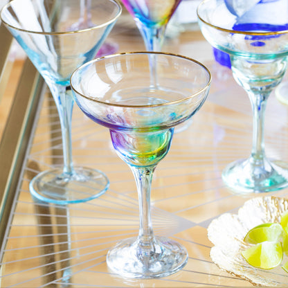 viva by Vietri Rainbow Assorted Martini Glasses Set of 4, 4oz Barware & Stemware
