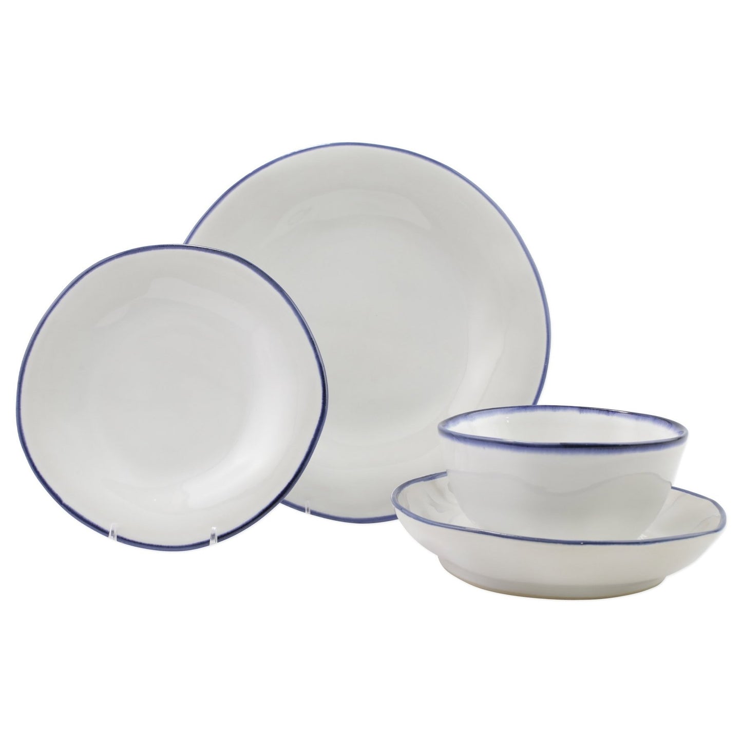 Vietri Aurora Edge 4-Pc Italian Dinnerware Set - Stoneware Bowls & Plates