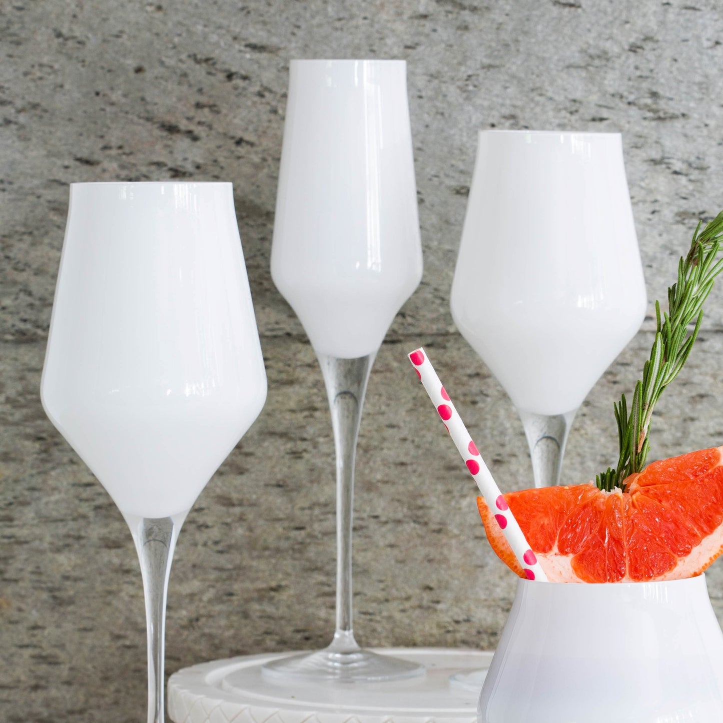 Vietri Contessa White Champagne Glass - 10.25"H, 7 oz Italian Toasting Glassware