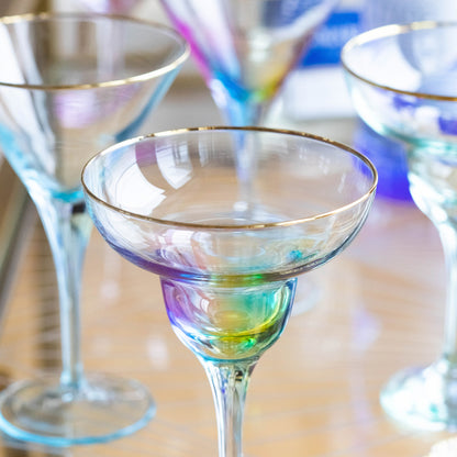 viva by Vietri Rainbow Assorted Martini Glasses Set of 4, 4oz Barware & Stemware