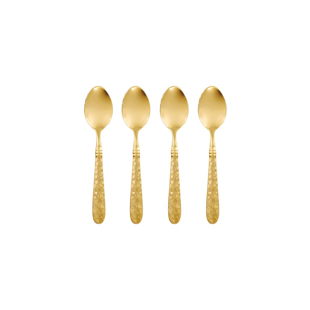 Vietri Martellato Gold Demitasse Spoons 5"L 18/10 Stainless Steel Set of 4