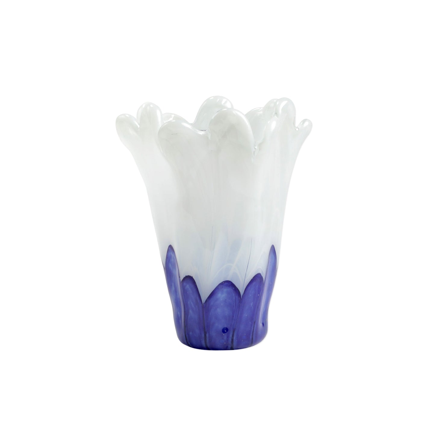 Vietri Onda Glass Cobalt and White Medium Vase 8.5"L, 8.5"W, 10.75"H Glass Decor