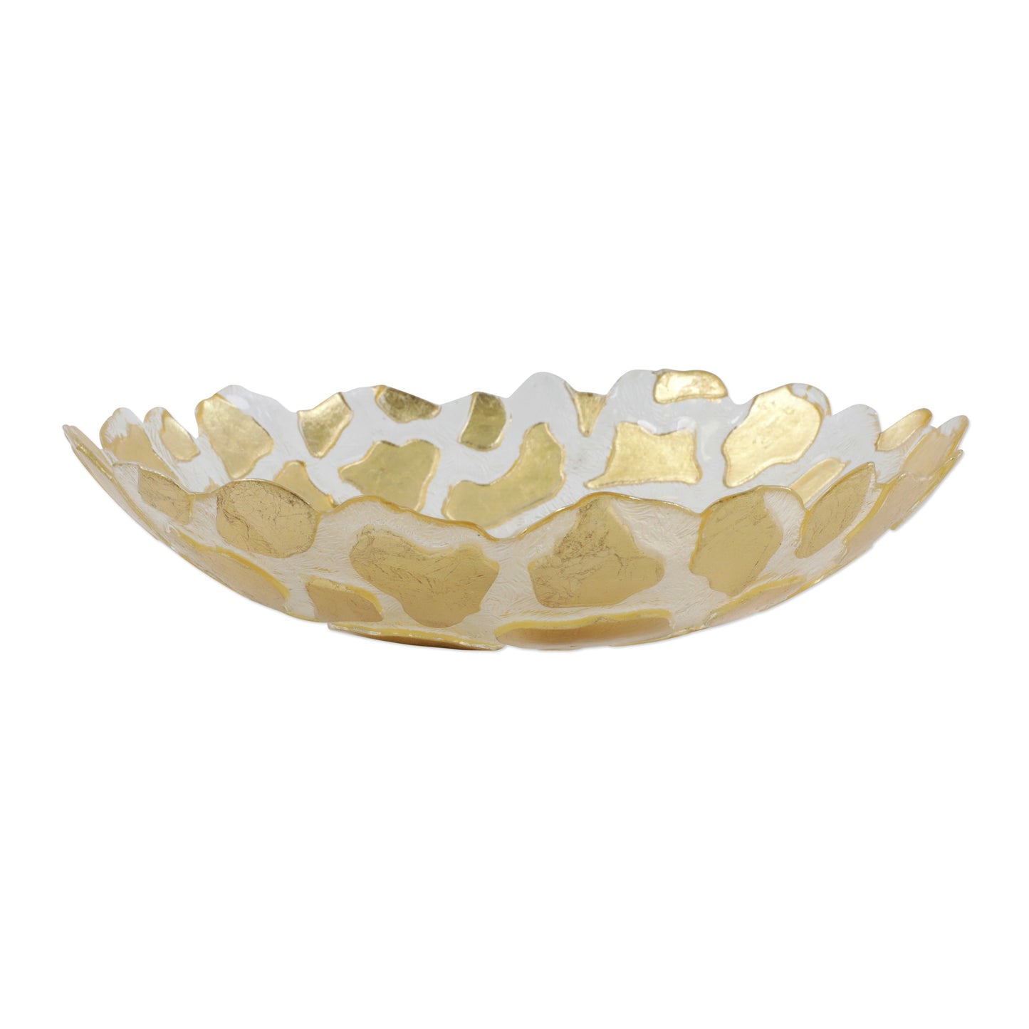 Vietri Rufolo Glass Gold Giraffe Medium Shallow Bowl, Serveware Dish for Wedding