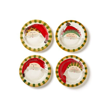 Vietri Old St. Nick Assorted Round Salad Plates, Set of 4, 8.5"D Earthenware