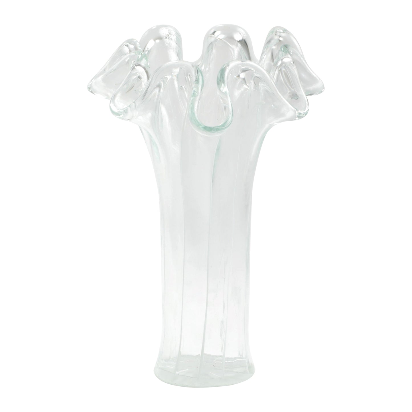 Vietri Onda Glass Clear w/ White Lines Vase