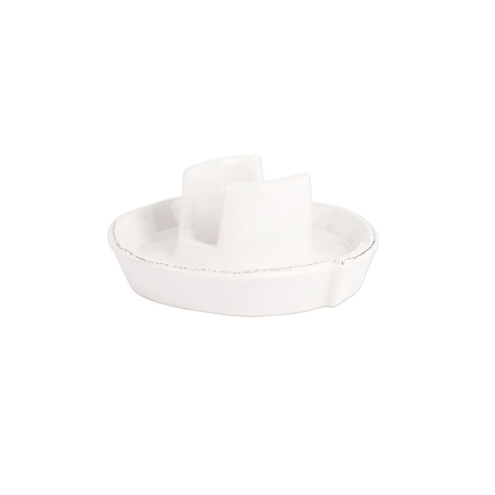 Vietri Lastra White Kitchen Sponge Holder - 5.5"x2.75" Stoneware Sink Organizer