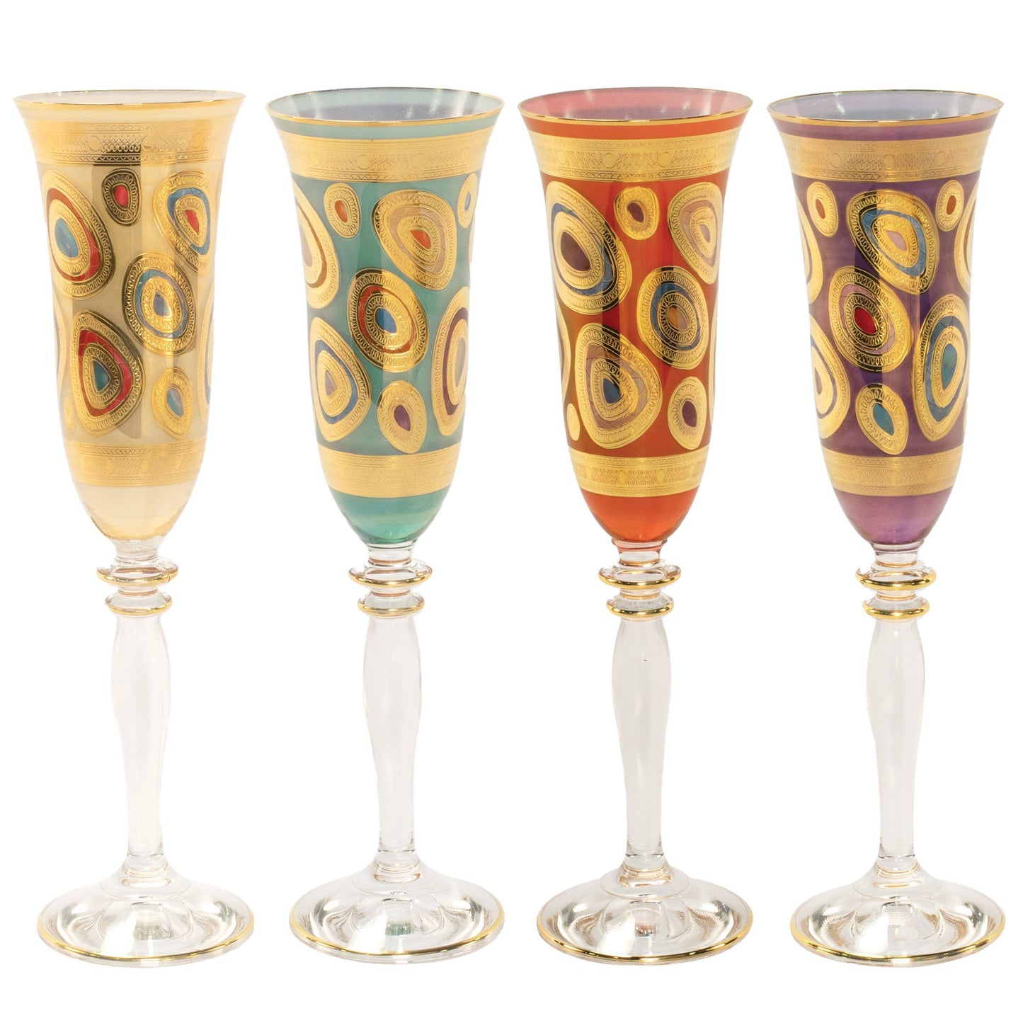 Vietri Regalia Assorted Champagne Glasses, Set of 4, 9.75"H, 6oz Glassware