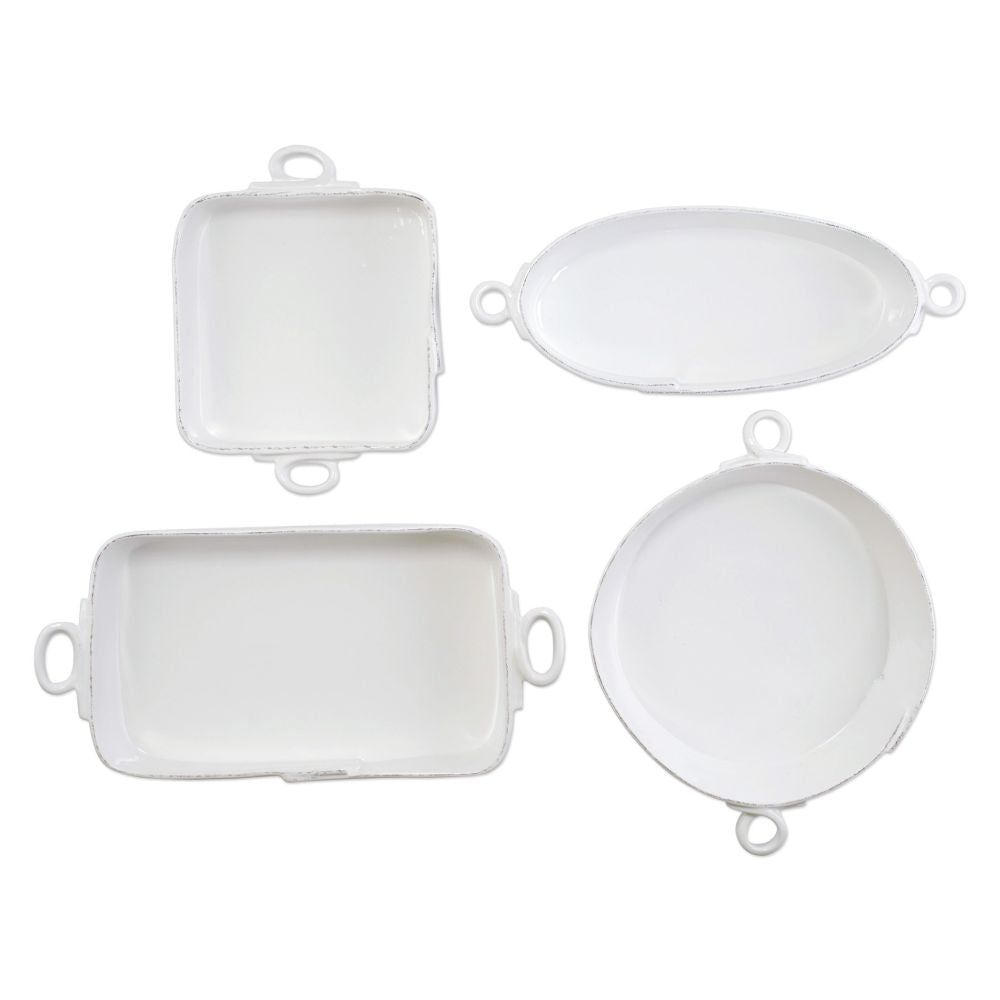 Vietri Lastra White 4-Piece Bakeware Essentials Set Bakeware Serving Dish Set