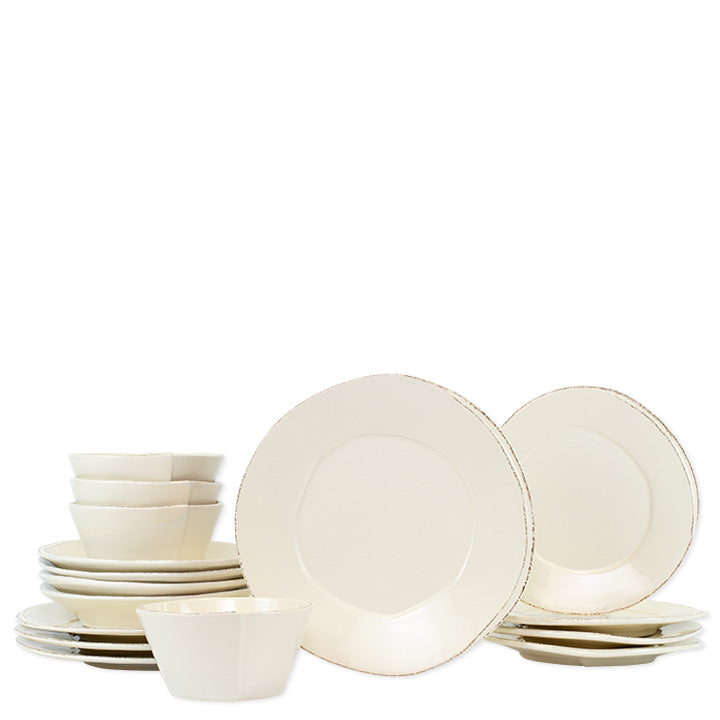 Vietri Lastra Linen 16-Pc Italian Dinnerware Set - Stoneware Bowls & Plates