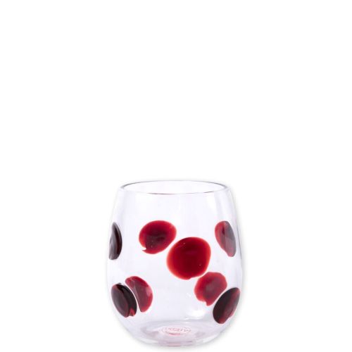 Vietri Drop Red Stemless Wine Glass, 10 oz, Borosilicate, Italian Glassware