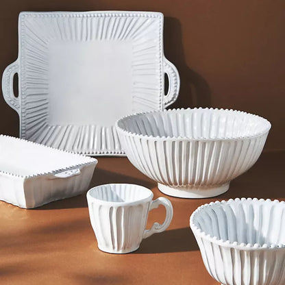 Vietri Incanto Stripe Handled Square Platter, Handmade Earthenware Serving Plate