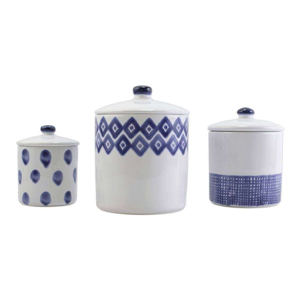 viva by Vietri Santorini Canister Set - Italian Ceramic Canisters with Lids