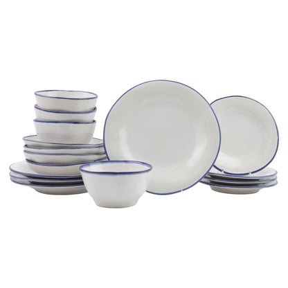 Vietri Aurora Edge 16-Pc Italian Dinnerware Set - Stoneware Bowls & Plates
