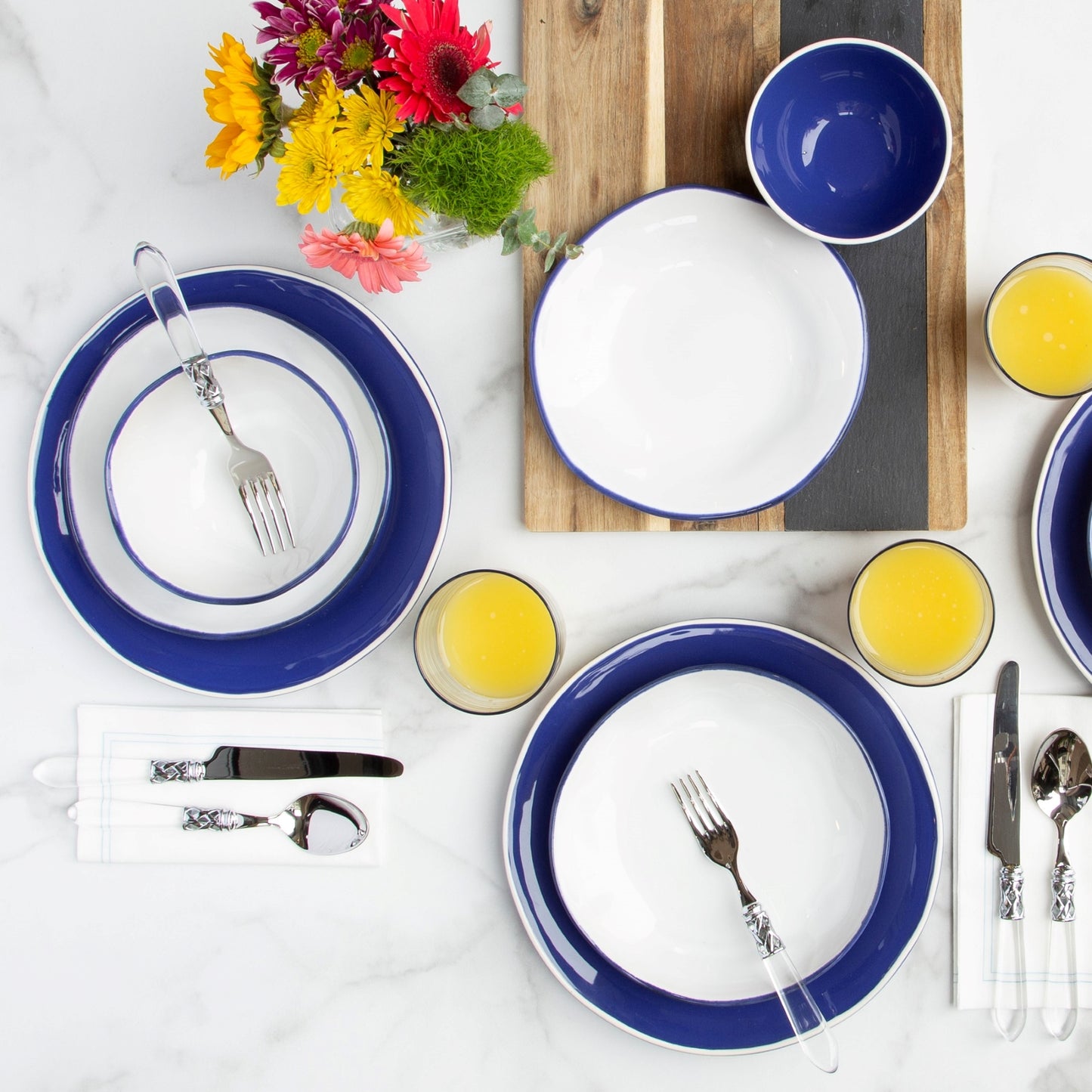 Vietri Aurora Edge 4-Pc Italian Dinnerware Set - Stoneware Bowls & Plates