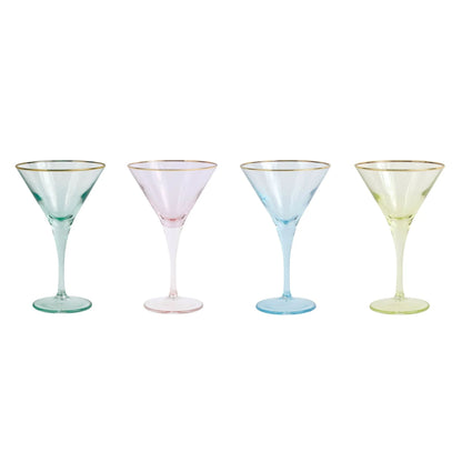 viva by Vietri Rainbow Martini Glass, 4oz, Set of 4 Barware & Cocktail Stemware