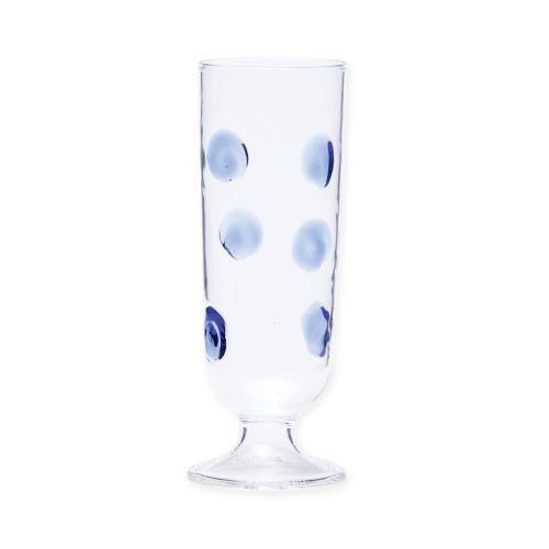 Vietri Drop Blue Champagne Glass - 6.5"H, 8oz Italian Borosilicate Glassware
