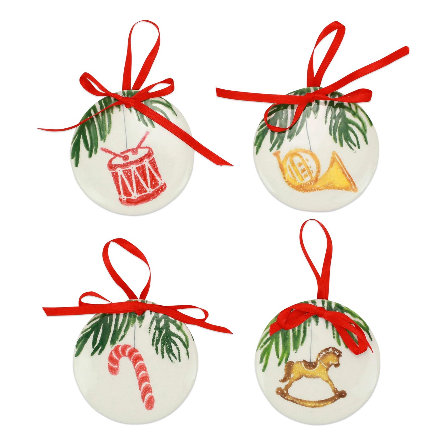 Vietri Nutcrackers Assorted Ornaments - Set of 4, 3.5"D Terra Bianca Ornament