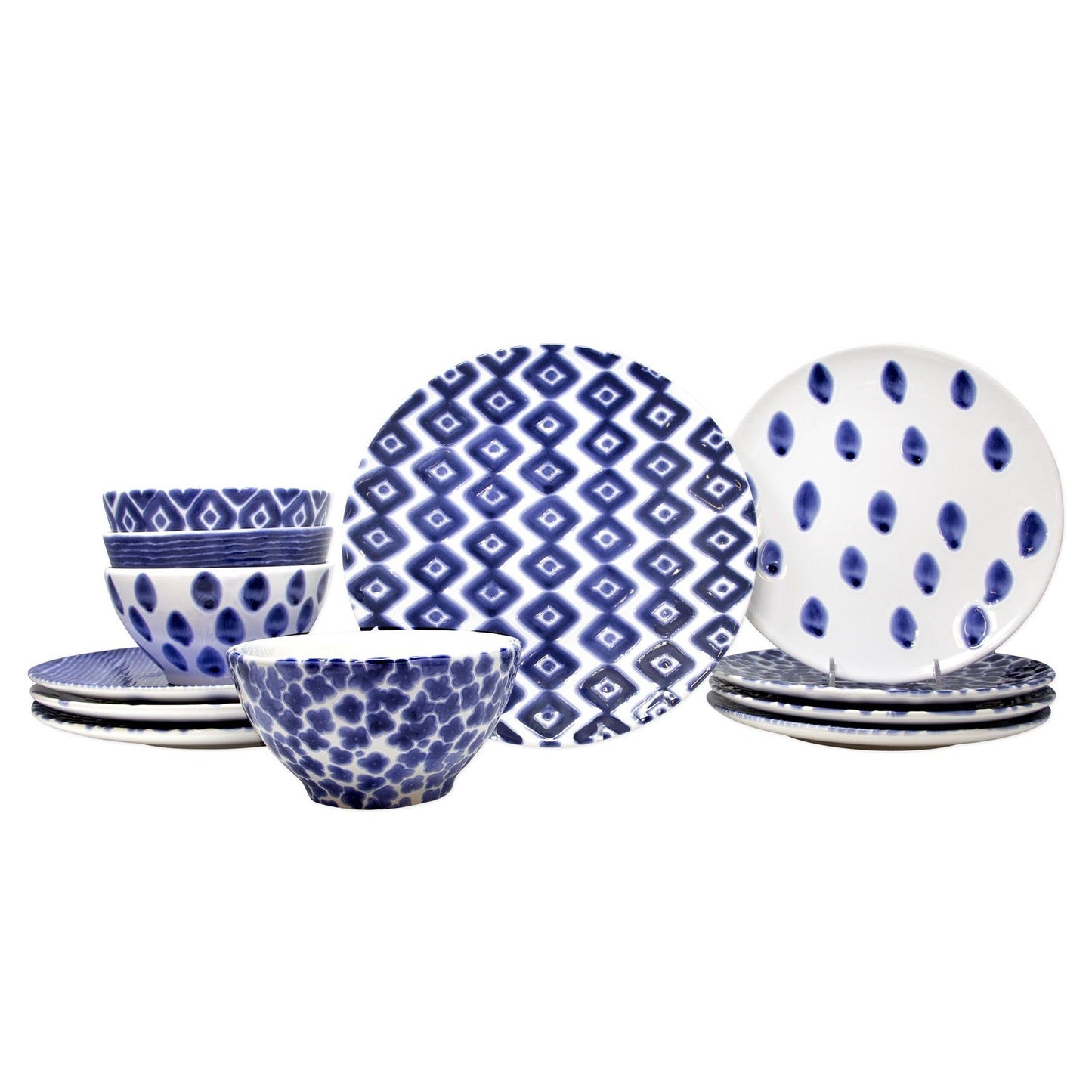 Viva By Vietri Santorini Asstd 12-Pc Dinnerware Set, Earthenware Bowls & Plates