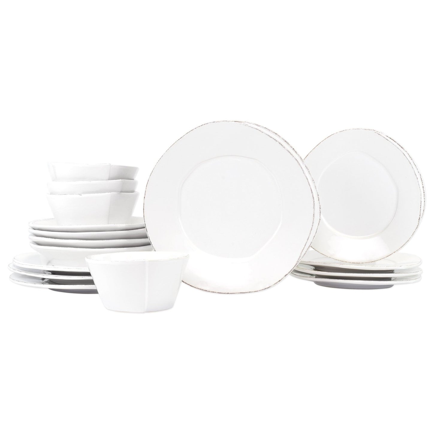 Vietri Lastra White 16-Pc Italian Dinnerware Set - Stoneware Bowls & Plates