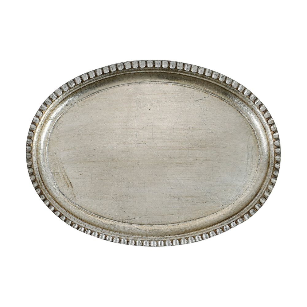 Vietri Florentine Wooden Accessories Platinum Small Oval Tray, Birchwood