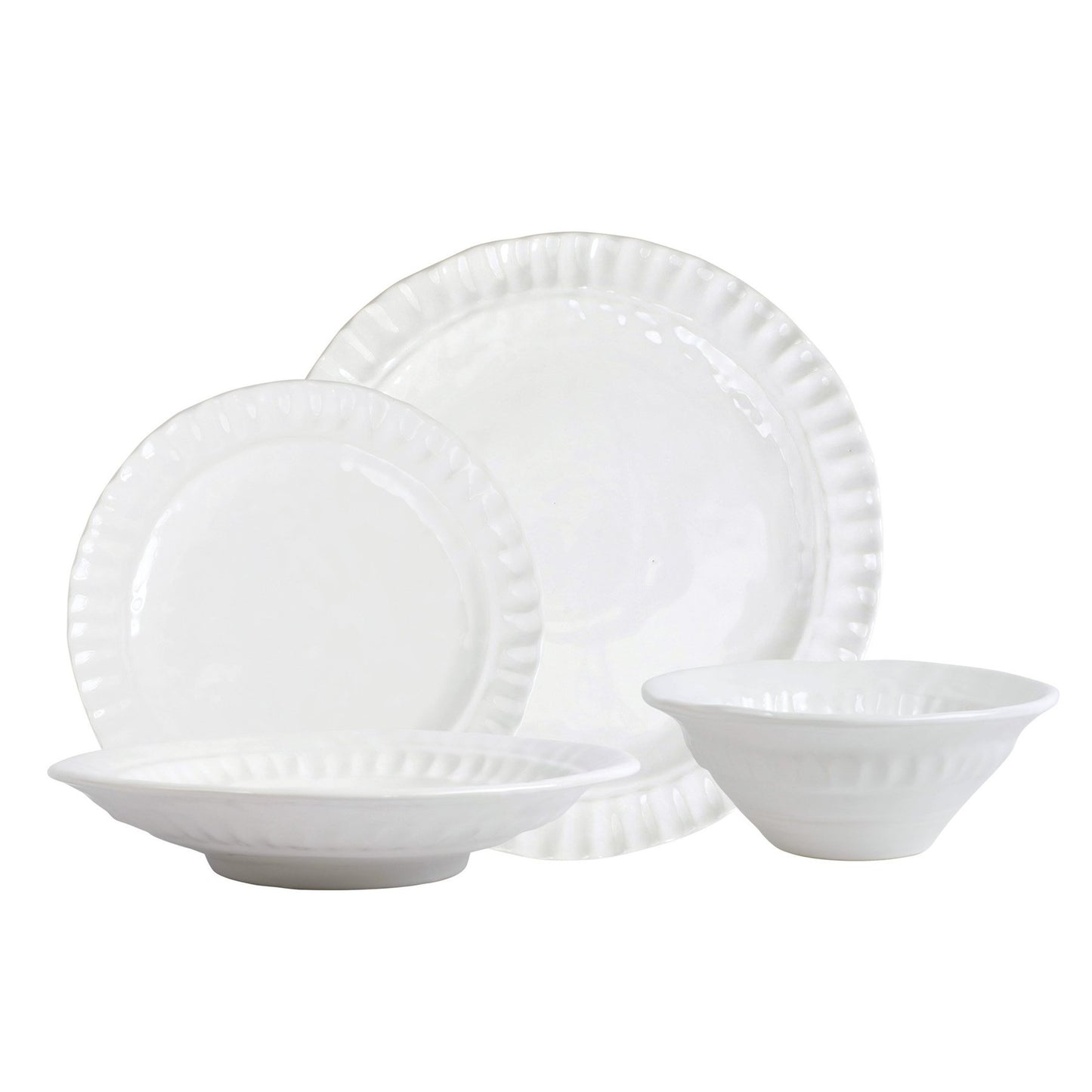 Vietri Pietra Serena 16-Pc Italian Dinnerware Set - Stoneware Bowls & Plates