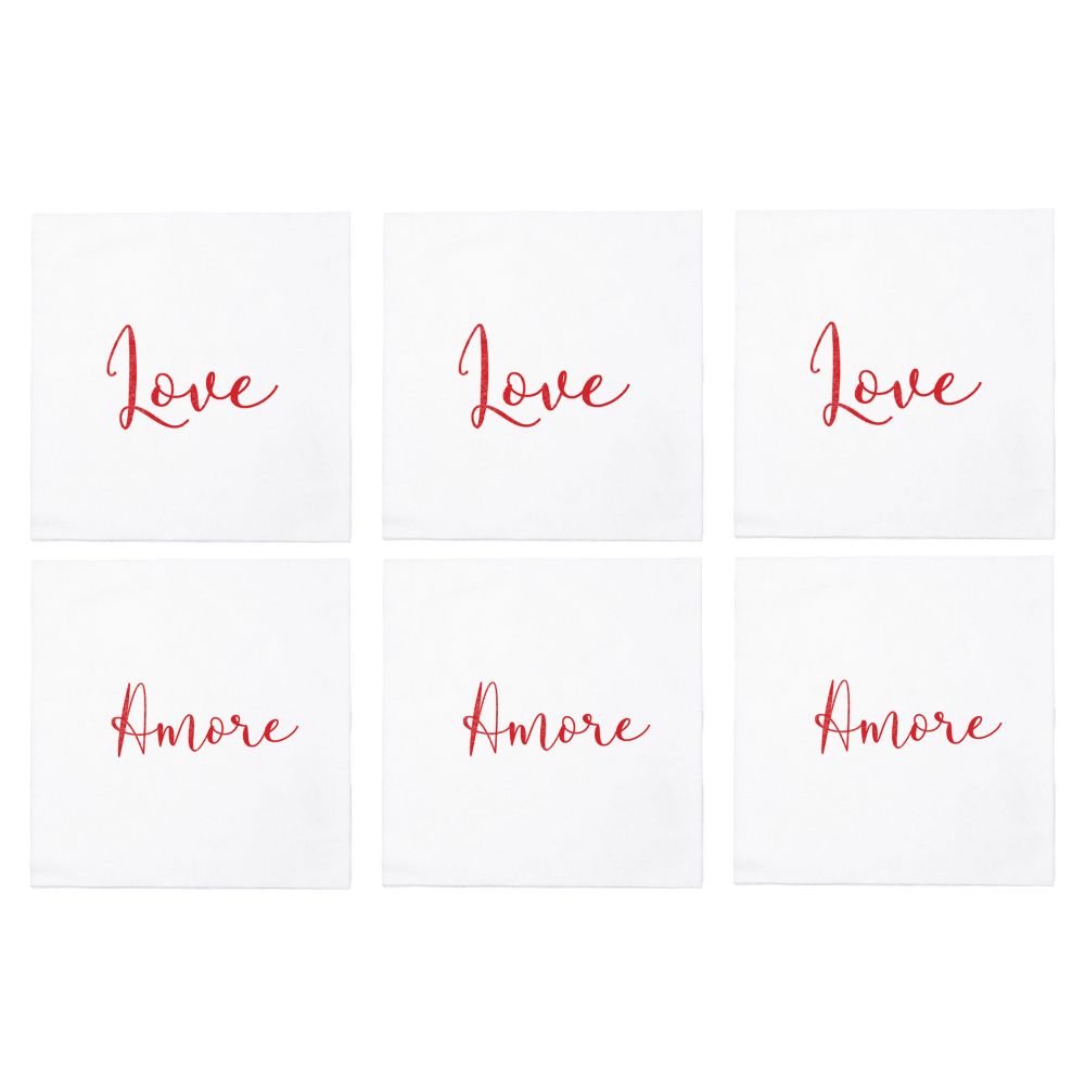 Vietri Papersoft Napkins Love/Amore Cocktail Napkins Pack of 20 - Set of 6