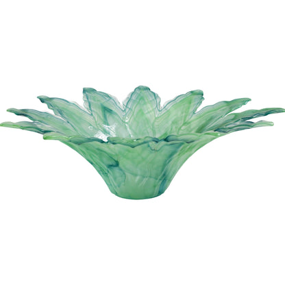 Vietri Onda Glass Green Leaf Centerpiece.