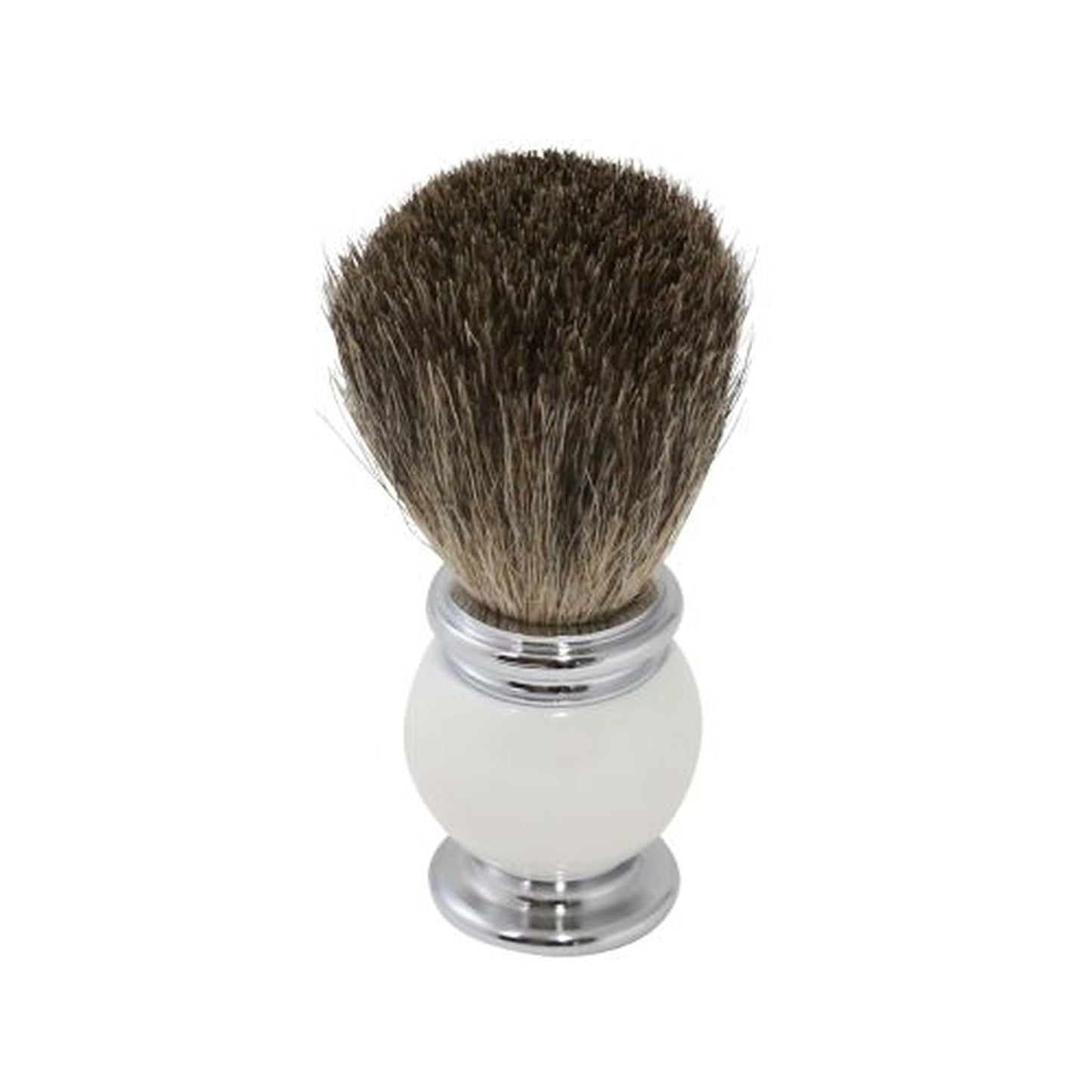 Bey Berk Pure Badger Shaving Brush With White Enamel Handle