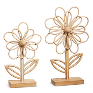 Raz Imports 2024 Natural Appeal 14.5" Flower On Stands, Set of 2