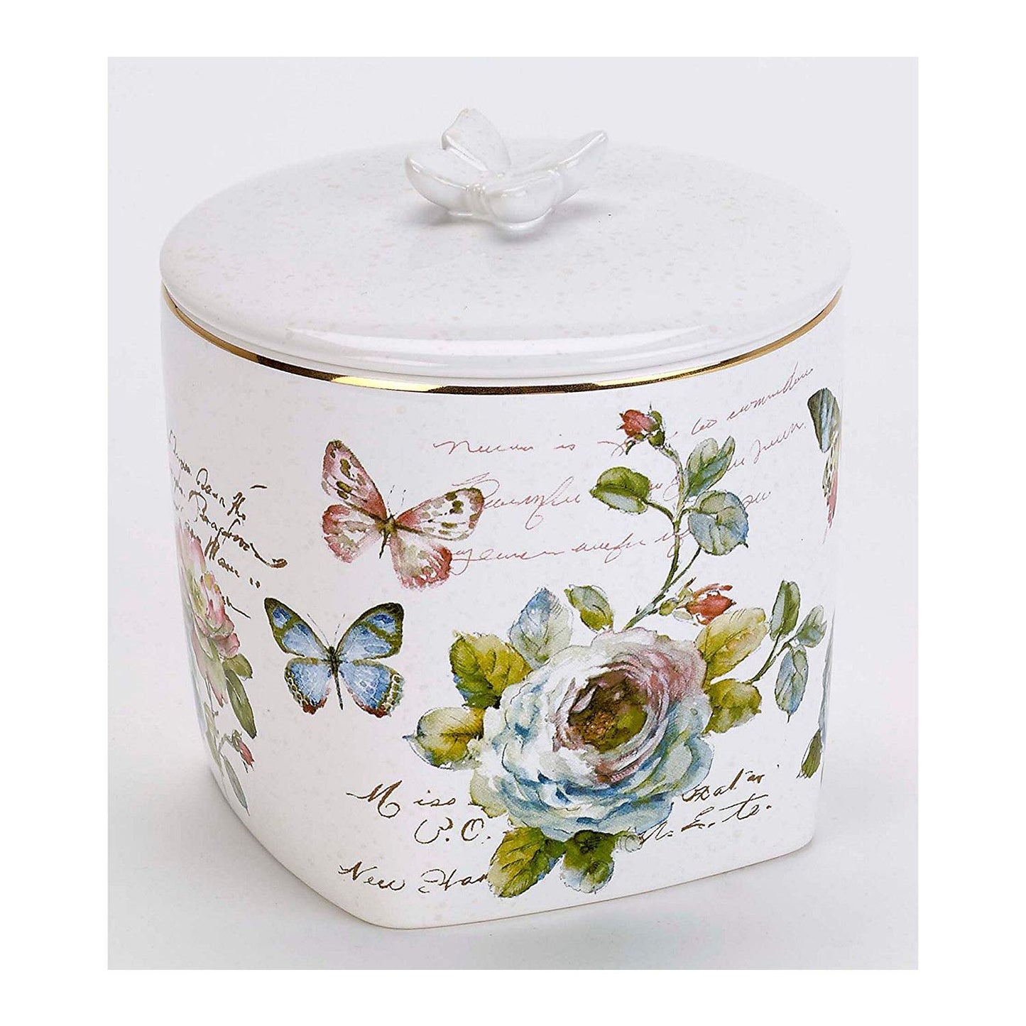 Avanti Linens Butterfly Garden Shower Jar - White