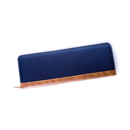 Ballistic Blue Nylon Travel Tie Case With Brown Accents
