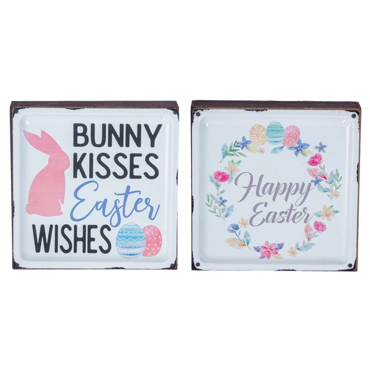 Hanna's Handiworks Happy Easter Bunny Floral Sign Set Of 2 Assortments