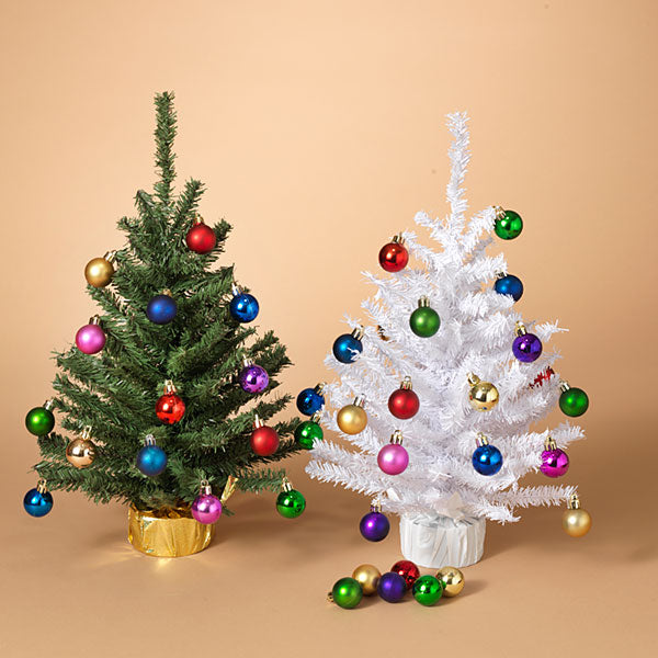 Gerson 18"H Christmas Tree With 20 Ornaments, 2 Assorted