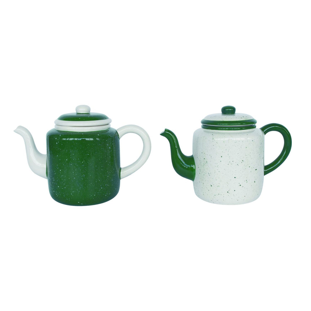 Transpac Dolomite Speckled Faux-Namel Tea Pot, Set Of 2, Assortment