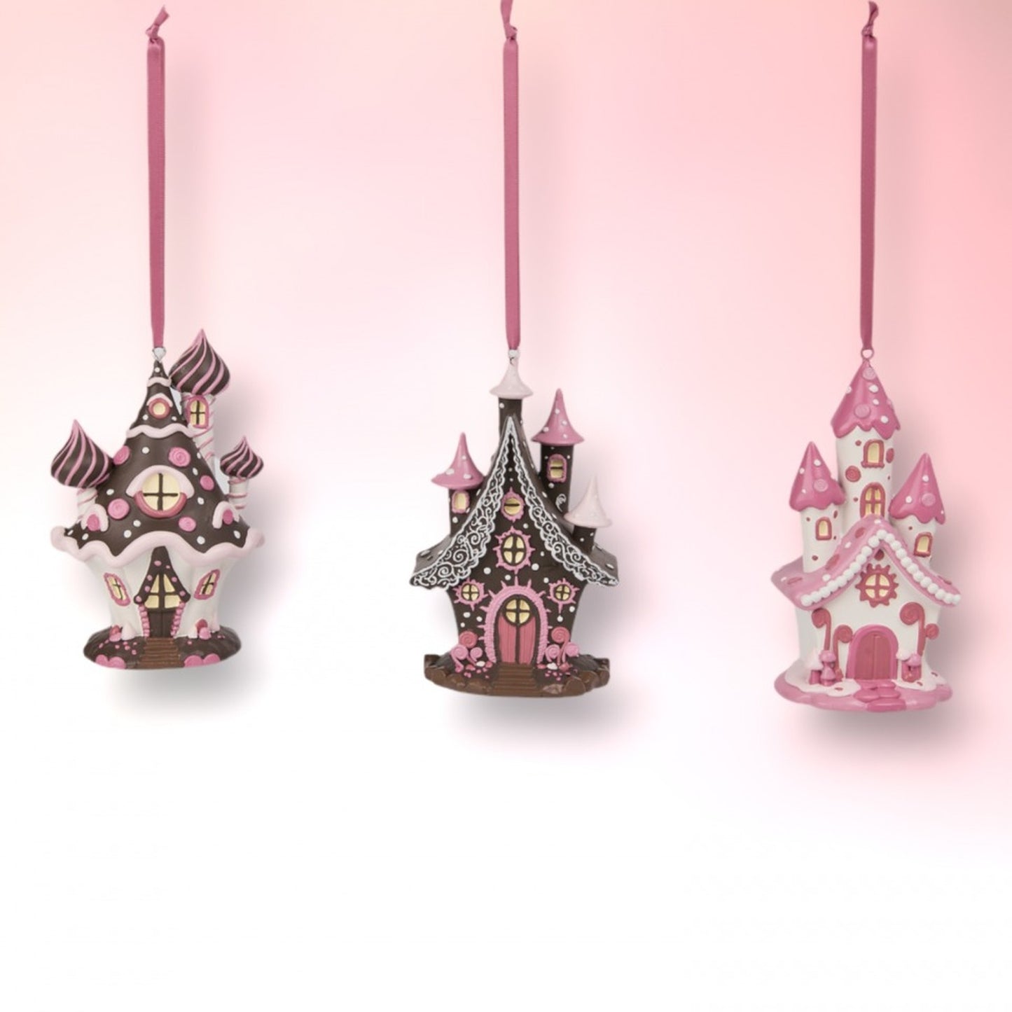 December Diamonds Candy Towne Assortment Of 3 Candy House Ornaments