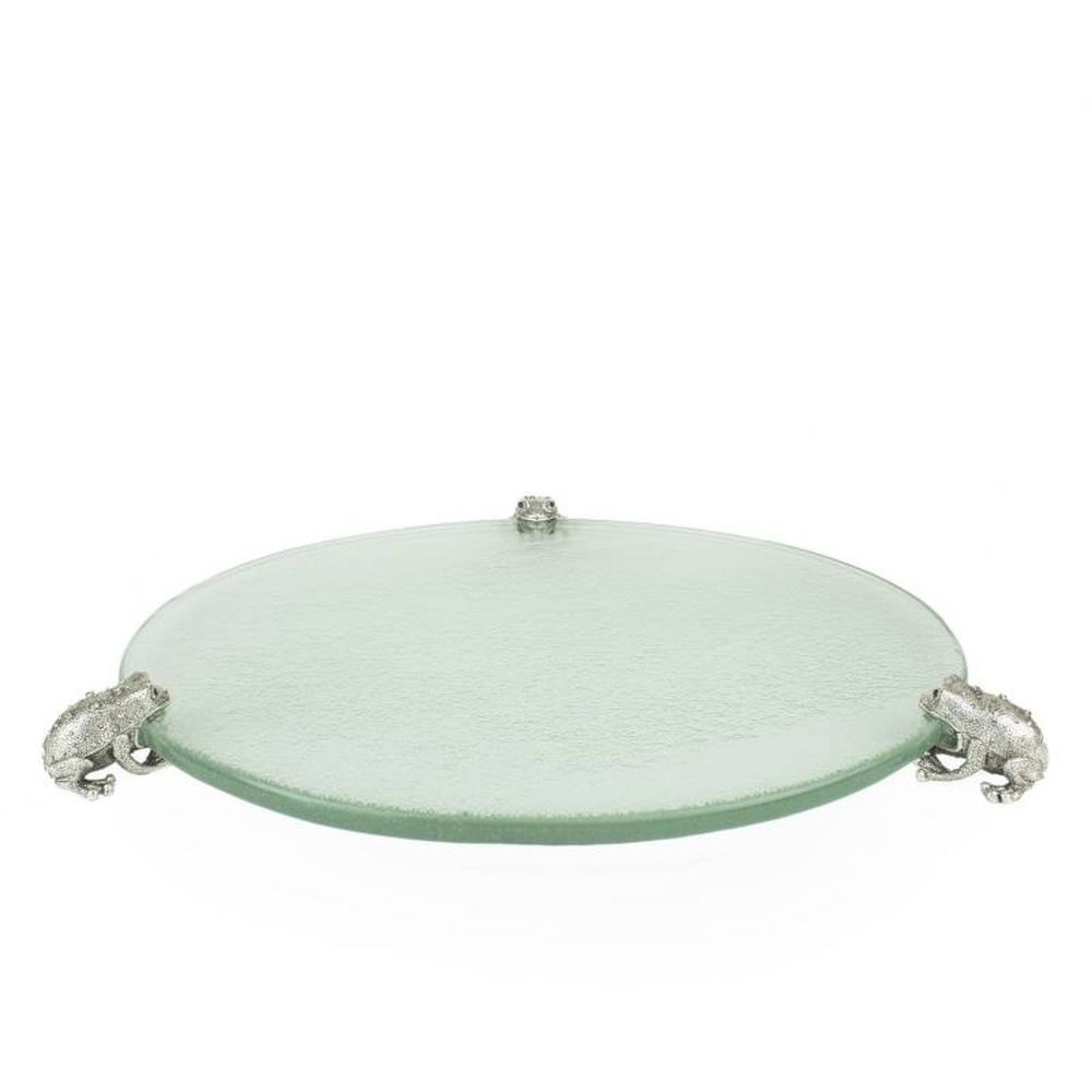 Quest Collection Round Frogs Glass Tray