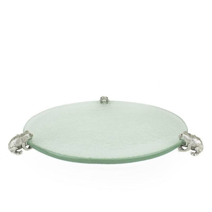 Quest Collection Round Frogs Glass Tray