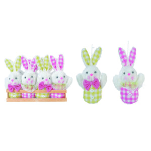 Transpac Plush Bright Rabbits In Crate, Set Of 12