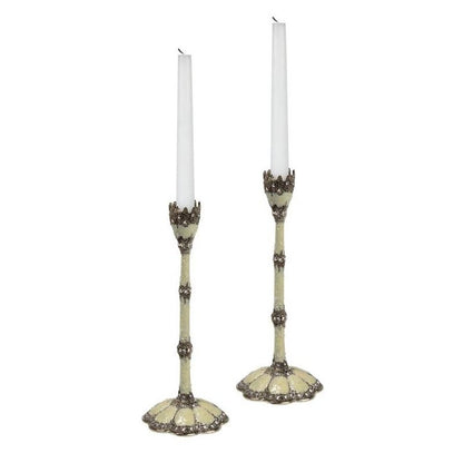 Quest Collection Cascade Bridal Candle Holders White