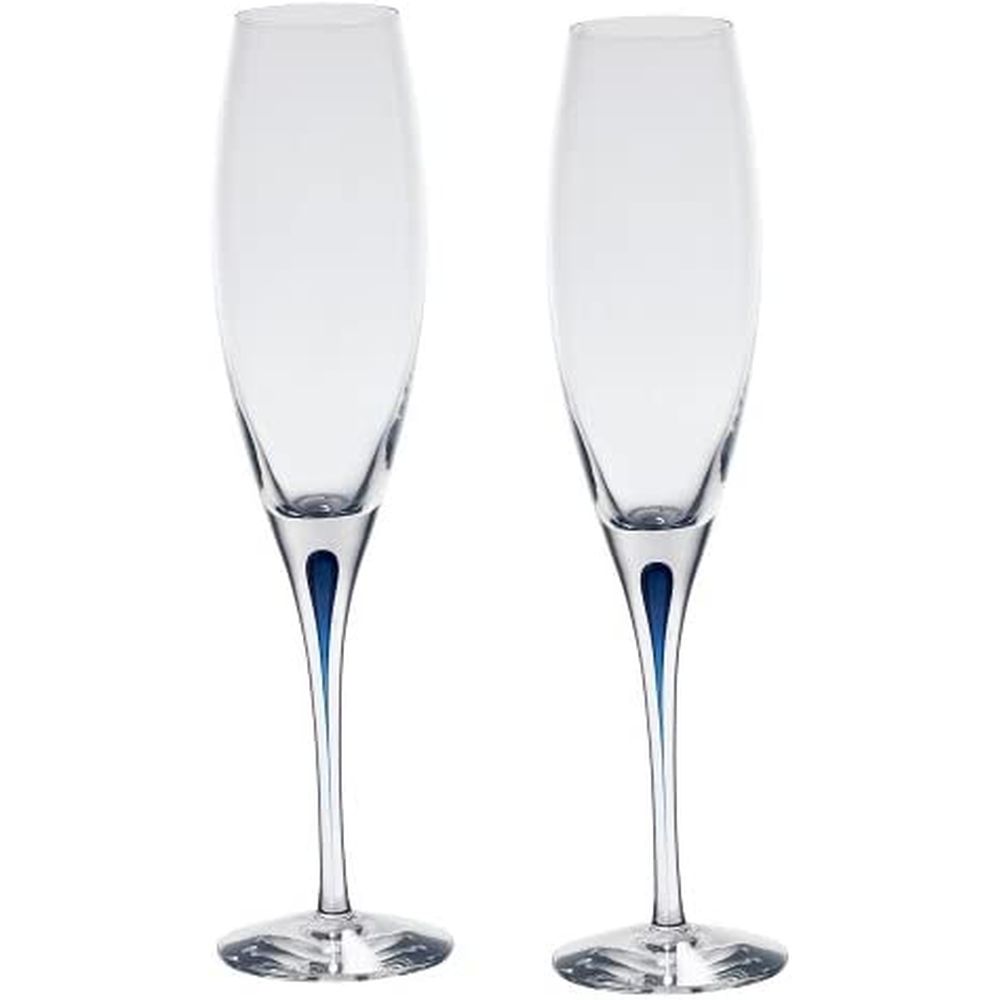 Orrefors Intermezzo Blue Champagne Flute Set Of 2