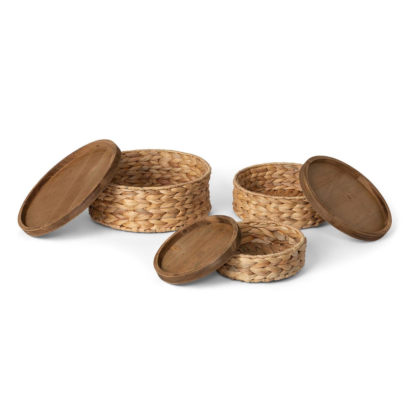 Park Hill Pantry & Cafe Woven Water Hyacinth Round Storage Basket, Set Of 3