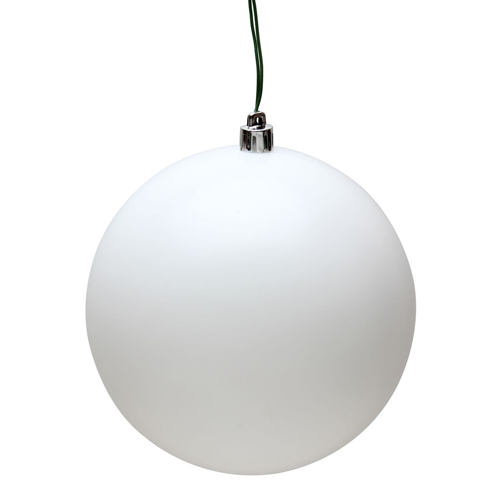 Vickerman 4" White Matte Ball Ornament, 6 per Bag, Plastic