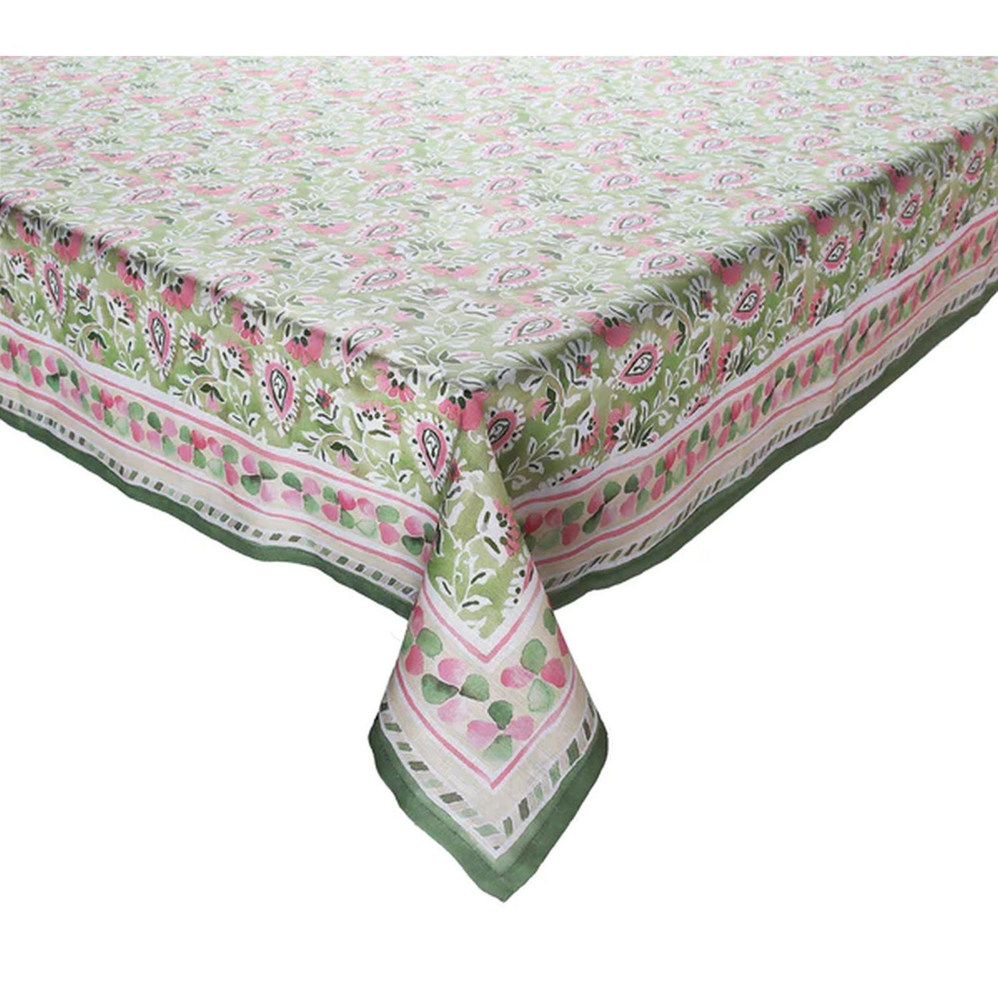 Kim Seybert Mira 54 x 110" Tablecloth in Green & Pink