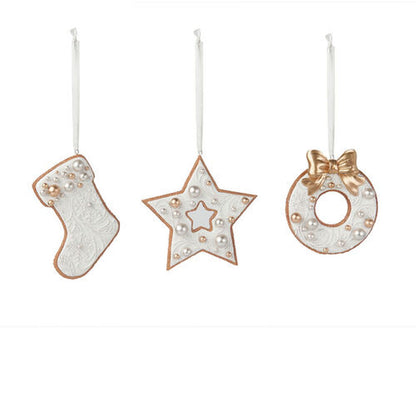 Gingerbread Village Set Of 3 Assortment Gingerbread Cookie Cut Out Ornaments