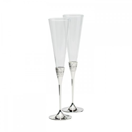Wedgwood Vera Wang with Love Silver Toasting Flute Pair