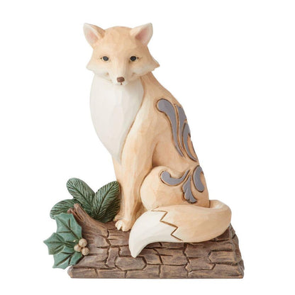 Enesco Jim Shore Heartwood Creek White Woodland Fox On Birchlog Figurine