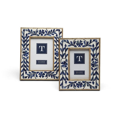 Two's Company Bone Inlay Photo Frames, Set of 2, 4x6 inches and 5x7 inches