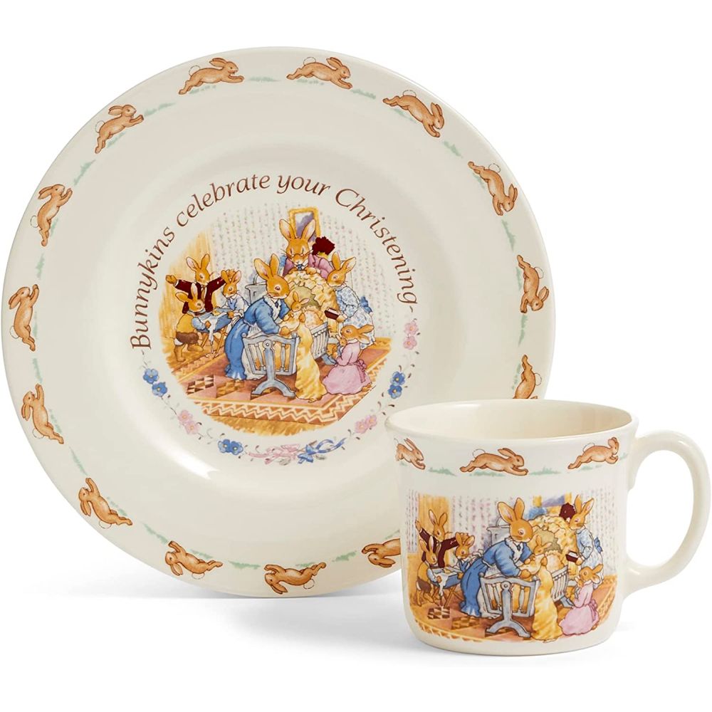 Royal Doulton Bunnykins Christening Plate & Mug 2-Piece Set